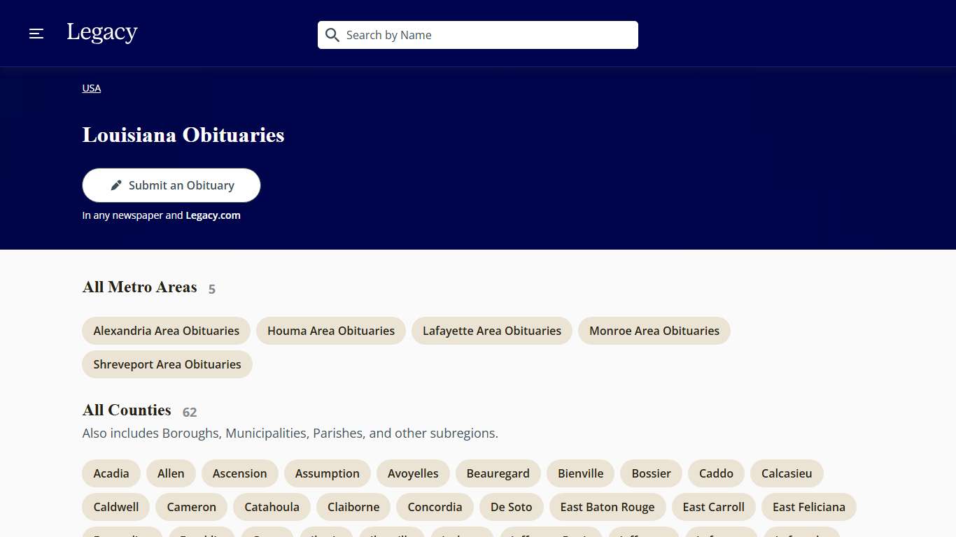 Local Louisiana Obituaries - Legacy.com